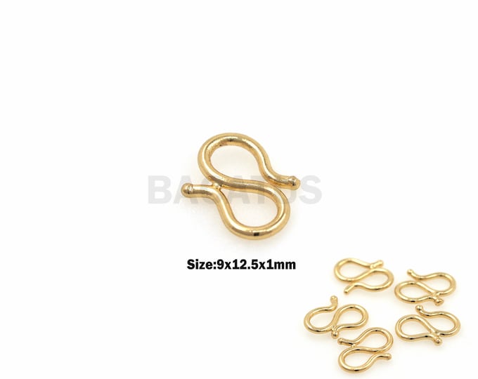 1pcs S-Shaped Clasp, Large S Clasp, Gold-Plated, DIY Jewelry, Suitable For Necklace, Bracelet, Jewelry, 18K Gold Filling 9x12.5x1mm
