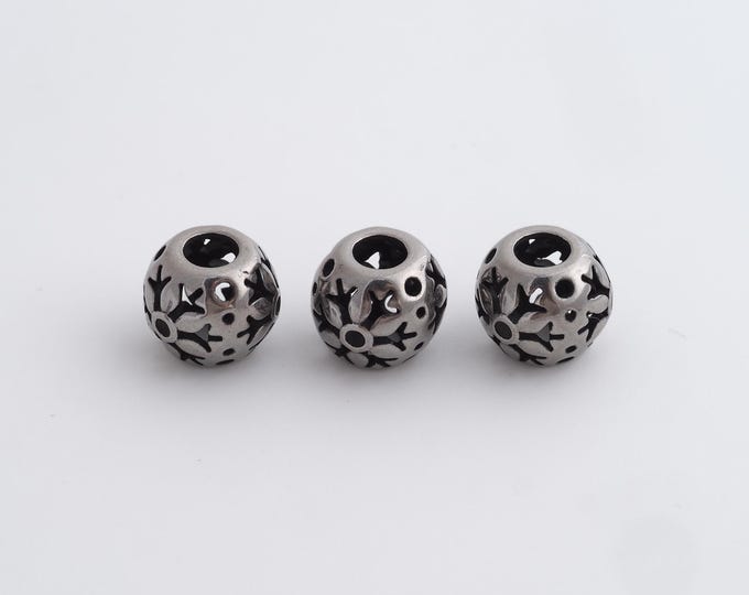1 pcs Stainless Steel Retro Ball Spacer Beads,Silver Round Beads,Ball Beads DIY Bracelet Necklace Earrings Jewelry Making,9.7x8.7mm