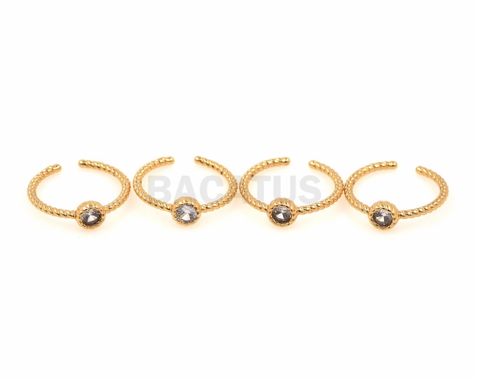 1pcs, Micropavé Cubic Zirconia Rope Ring, Gold Open Ring, 18K Gold Filling Adjustable Ring, Twist Ring, Stackable Ring, Gift For Her