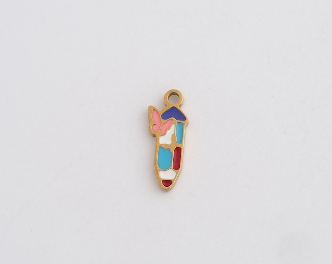 Stainless Steel Pen Pendant,Enamel Charms,Pen Charm Bracelet Necklace for DIY Jewelry Making Supply,14x5.5x1mm