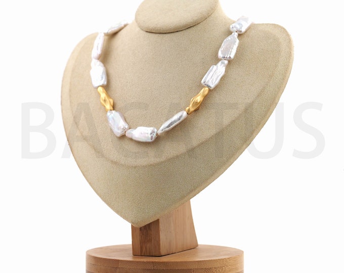 Beaded Necklace, 18K Gold Filled Pearl Necklace, Anniversary Gift, Gift For Her, Real Pearl Necklace, Length 42cm