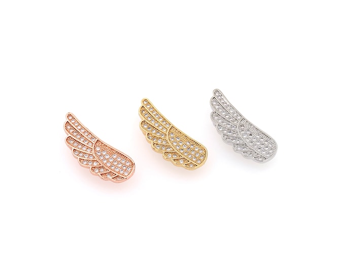 18K Gold Filled CZ Wings Beads,Gold Wings Beads,Wings Beads DIY Gold Jewelry Making Supply