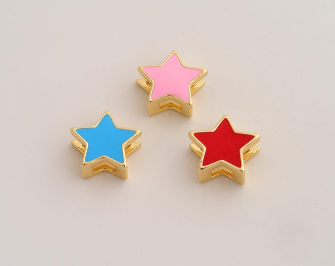 18K Gold Filled Star Charm,Dainty Enamel Celestial Pendant,Starburst Pendant ,DIY Jewelry Supplies,14.7x14x6.2mm