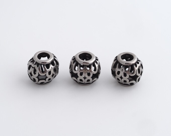 1 pcs Stainless Steel Retro Ball Spacer Beads,Silver Round Beads,Ball Beads DIY Bracelet Necklace Earrings Jewelry Making,10x10mm