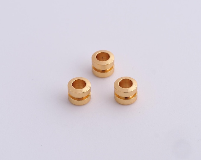 10 pcs 18K Gold Filled Round Spacer Beads,Gold Tube Beads, Round Beads DIY Bracelet Necklace Earrings Jewelry Making,5x4mm