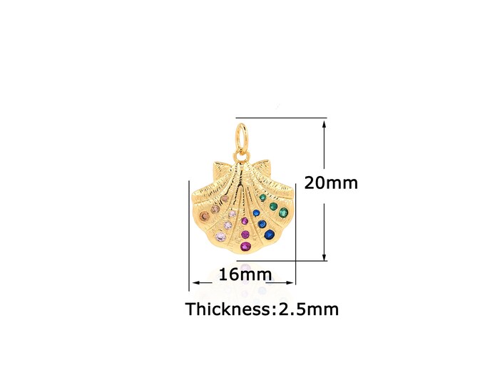 18K Gold Filled Shell pendant,Gold Dainty Shell Charms,Simple pendant Bracelet Necklace for DIY Jewelry Making Supply