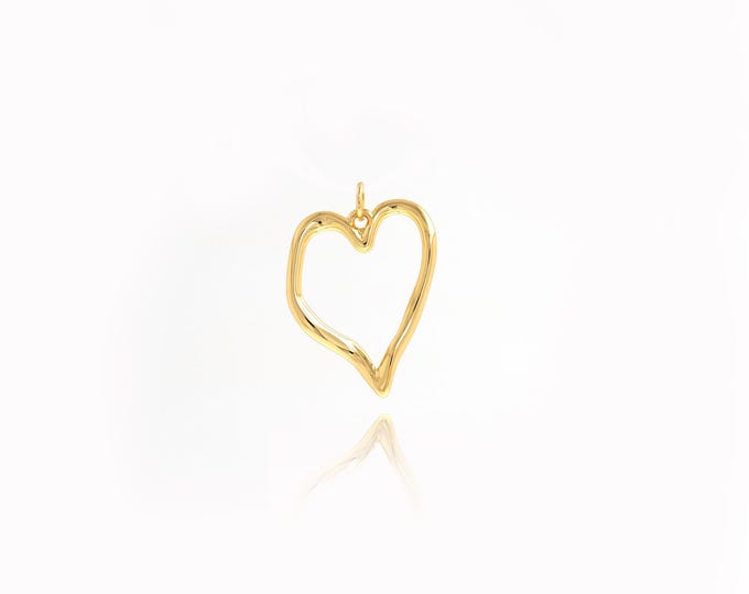 Hollow Heart Charms,Simple pendant,18K Gold Filled Heart pendant,Bracelet Necklace for DIY Jewelry Making Supply,26.4x19.3x2mm