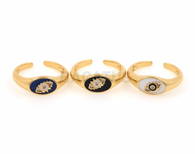 18K Gold Filled Enamel Eye Ring,Eye Ring, Eye Charm,Eye Charm, Adjustable Ring, Gold Open Ring, Thin Ring, Daily Ring