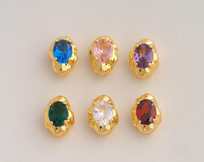 Gold Irregular Beads, 18K Gold Filld CZ Irregular Beads,for Jewelry Making Supplies,18x9x7.6mm Hole 2.7mm