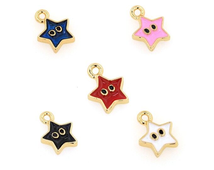 18K Gold Filled Star pendant,Gold Dainty Star Charms,Star Charm Bracelet Necklace for DIY Jewelry Making Supply