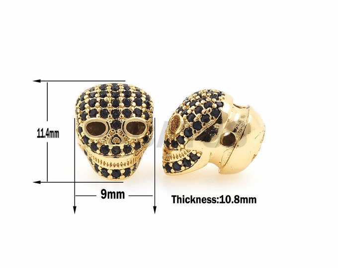 Gothic skull, skull beads, CZ skull, brass skull beads, skull jewelry beads 1pcs