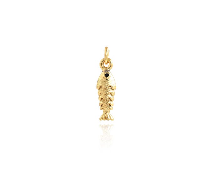 5 pcs Fish Pendant,18K Gold Filled Marine Life Necklace, Micropavé CZ Fish Pendant, DIY jewelry Making Accessories,17x4.5x3.4mm