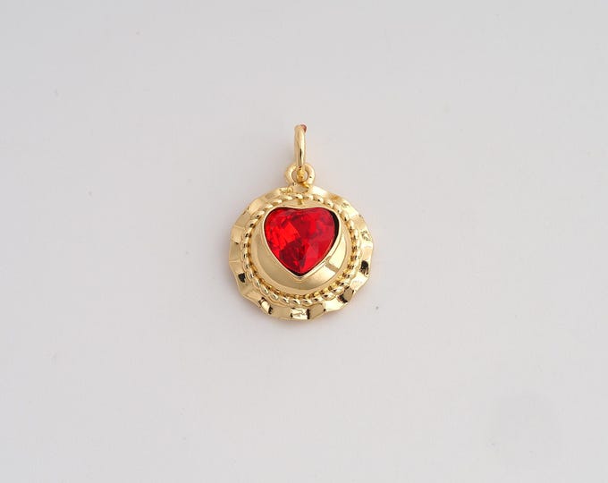 18K Gold Filled Heart Charm,Dainty Love Pendant,CZ Heart Pendant ,DIY Jewelry Supplies,18.3x13x5mm