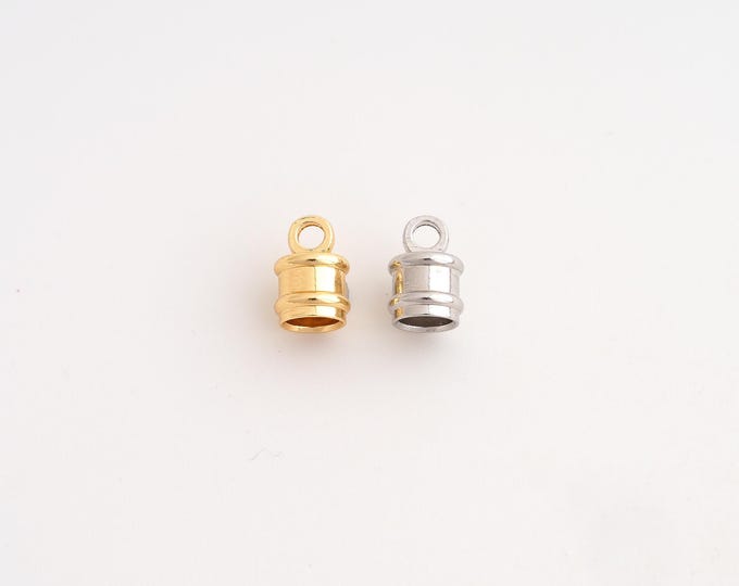 10 pcs Bead Caps Cord End, 18K Gold Filld Cord Tip Solid End Cap Beads,For Jewelry Making Supplies,8.7x6mm