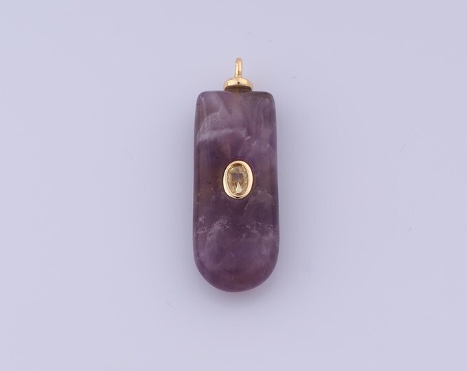 Energy Stone Pendant,18K Gold Filled Natural Stone Necklace,Stone Pendant, DIY jewelry Making Accessories,34.6x11.6x5.8mm