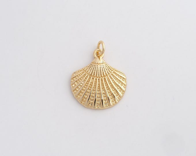 5 pcs 18K Gold Filled Shell Charm,Oyster Pendant,Shell Necklace Charm, DIY Jewelry Supplies, 22.5x17.2x2.5mm