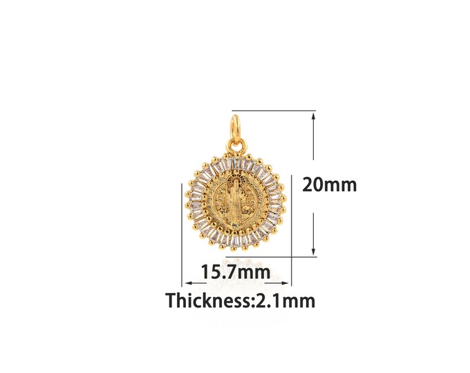 18K Gold Filled Virgin Mary Pendant,Gold Dainty Catholic Charms,Simple pendant Bracelet Necklace for DIY Jewelry Making Supply
