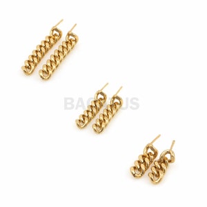Kette Ohrstecker Gold filled Cuban Chain Ohrringe Gold Anhänger Ohrringe Miami Cuban Kette Ohrringe Curb Kette Ohrringe 1 Paar