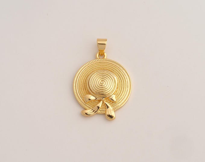18K Gold Filled Hat Charm,Dainty Hat Pendant,Hat Pendant ,DIY Jewelry Supplies,29x20x4mm