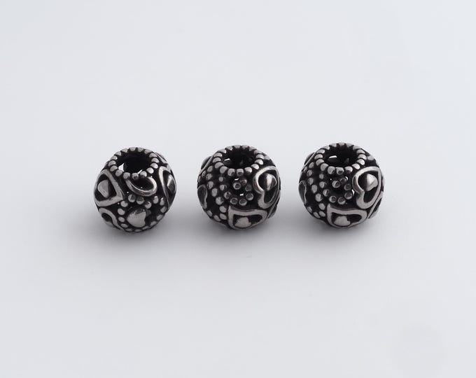 1 pcs Stainless Steel Retro Ball Spacer Beads,Silver Round Beads,Ball Beads DIY Bracelet Necklace Earrings Jewelry Making,10x8.7mm