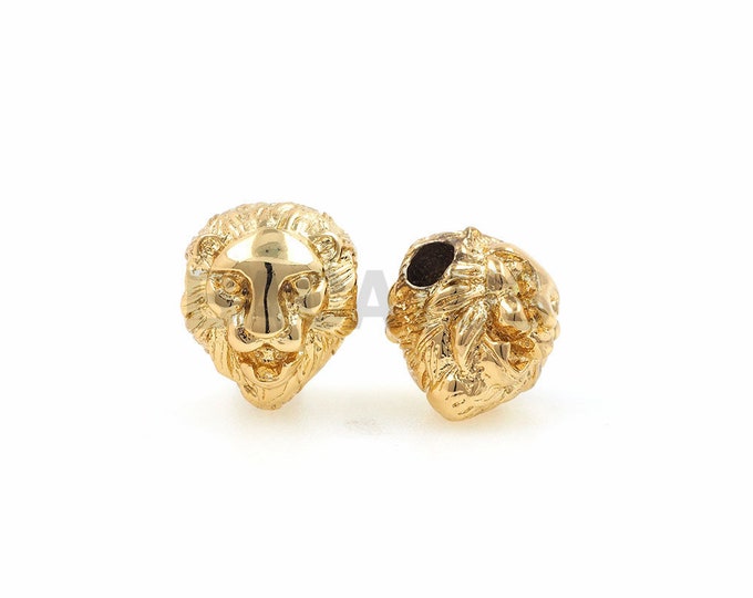 Lion beads, miniature pavé cubic zirconia spacer beads, bracelet necklace accessories, lion head jewelry 12x10x10mm 1pcs