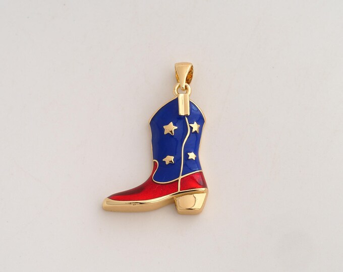 18K Gold Filled Knight Boot Charm,Dainty Enamel Knight Boot Pendant,Knight Boot Pendant ,DIY Jewelry Supplies,30.8x20x4.2mm