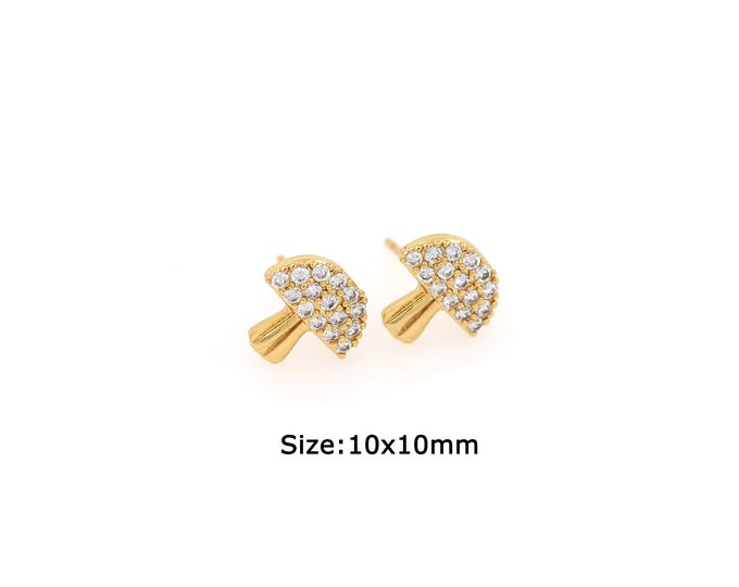 1 pair 18K Gold Filled Mushroom Stud Earrings,Gold Dainty Mushroom Stud Earrings,Simple Stud Earrings,Gift for Her