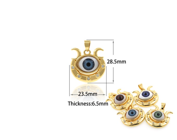 1PCS Demon Eye Necklace Eye Ornament Cubic Zirconia DIY Jewelry Making Greek Eye Ornament Turkish Eye Pendant Eye Charm 23.5x28.5x6.5mm