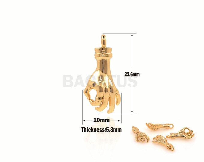 1PCS  OK gesture necklace, gesture pendant, CZ pendant, gesture charm, suitable for jewelry making supplies 22.6x10x5.3mm