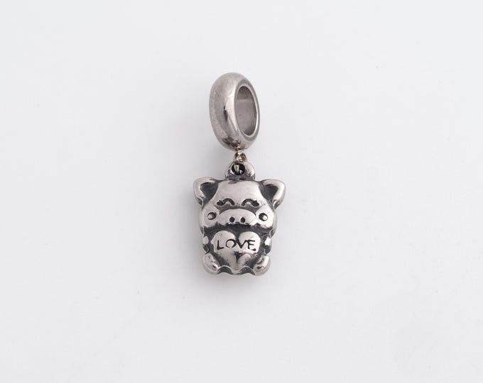 Stainless Steel Pig Pendant,LOVE Charms,Animal Charm Bracelet Necklace for DIY Jewelry Making Supply,23.4x10x4.6mm