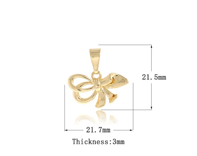 18K Gold Filled Bow Pendant,Bow Tie Charms, Bow Charm, Bow Necklace for DIY Jewelry Making Supplies,