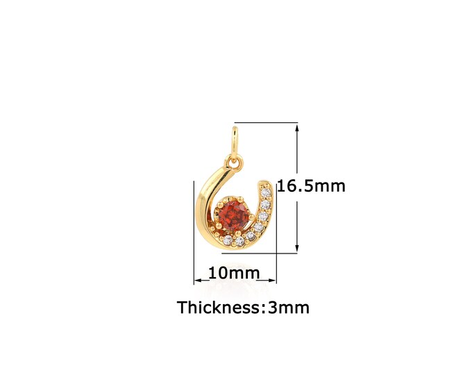 18K Gold Filled U pendant,Gold Dainty U Charms,Simple pendant Bracelet Necklace for DIY Jewelry Making Supply