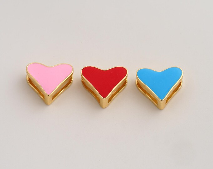18K Gold Filled Heart Charm,Dainty Enamel Love Pendant,Heart Pendant ,DIY Jewelry Supplies,14x15.6x6mm
