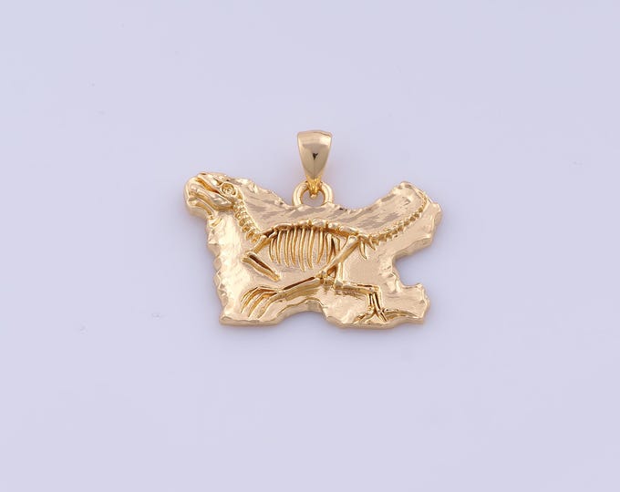 Fossil Pendant,18K Gold Filled Fossil Necklace, Fossil Pendant, DIY jewelry Making Accessories,21.5x26.4x2.3mm