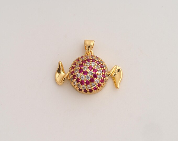 18K Gold Filled Candy Charm,Dainty Sweet Pendant,CZ Candy Pendant ,DIY Jewelry Supplies,22x25.2x8mm