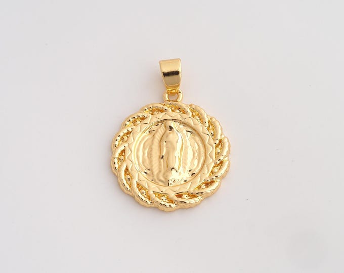 18K Gold Filled Virgin Mary Charm,Dainty Religious Pendant,Catholic Pendant ,DIY Jewelry Supplies,30x22.3x2.5mm
