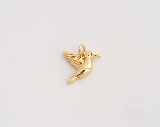 18K Gold Filled Peace Dove Charm,Dainty Animal Pendant,Peace Dove Pendant ,DIY Jewelry Supplies,14.8x14x3.5mm