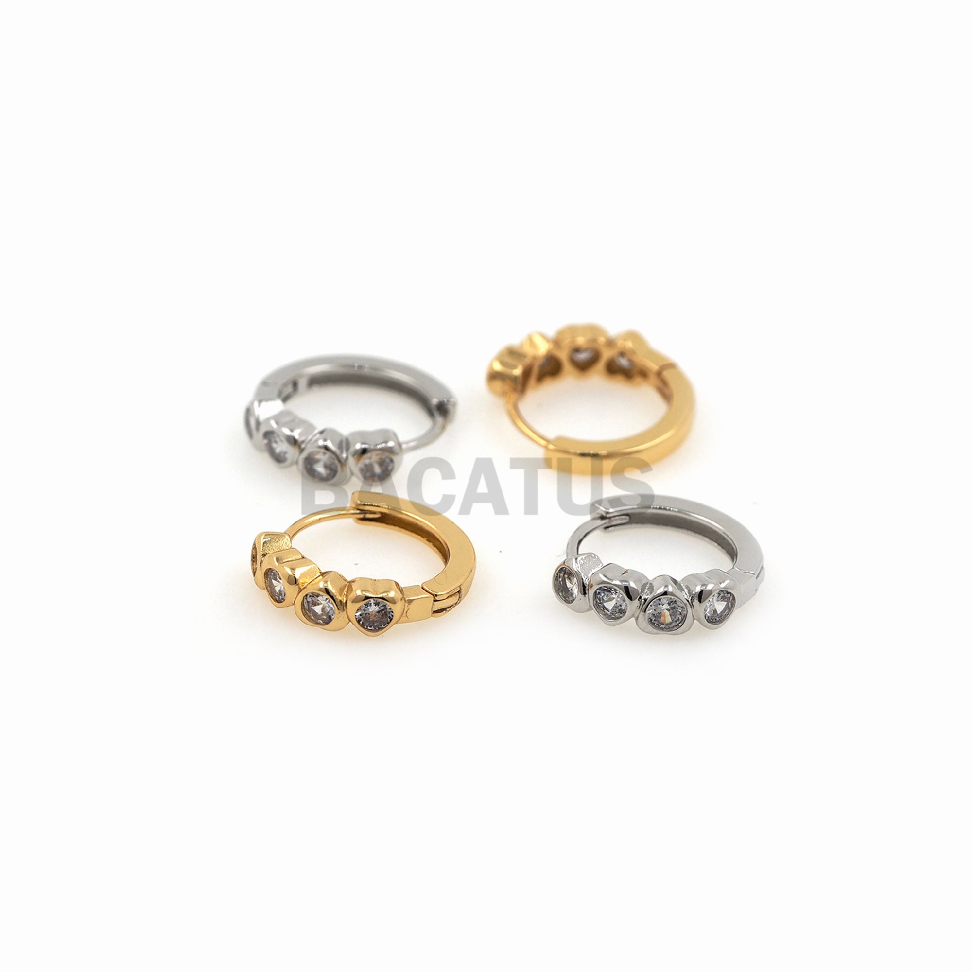 1pair Love Zircon Ear Hoop Earrings Shiny Single Row Cubic 1pair Love Zircon Ear Hoop Earrings Shiny Single Row Cubic