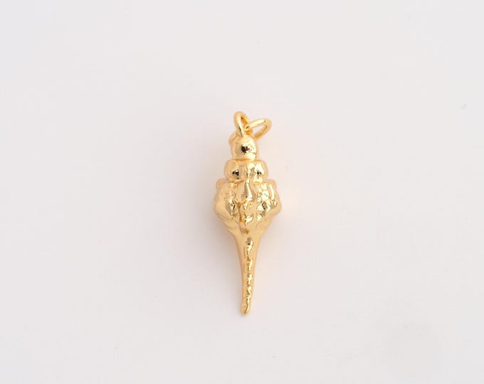 18K Gold Filled Conch Charm, Conch Pendant,Conch Necklace Charm, DIY Jewelry Supplies, 24.4x8.8x7mm