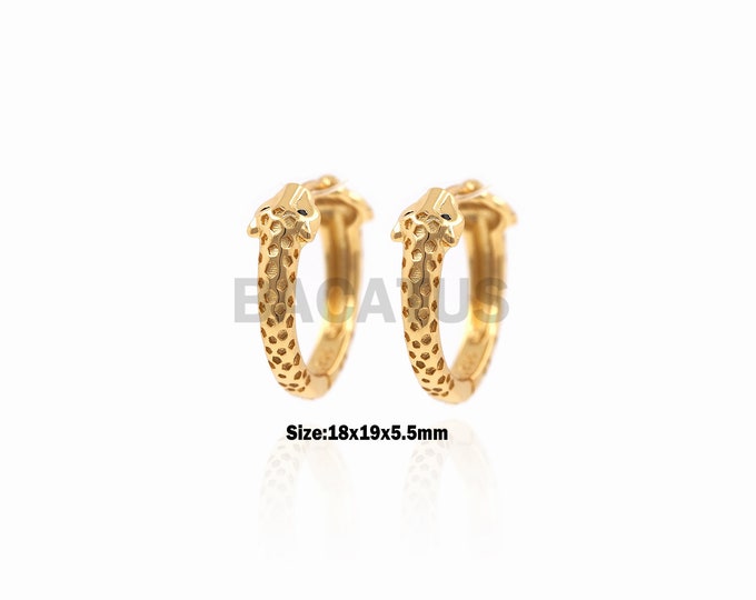 1Pair Gold Hoop Earrings, Small Hoop Earrings, Cheetah Earrings, Women's Fashion Trend Earrings, 18K Gold Filling 18x19x5.5mm