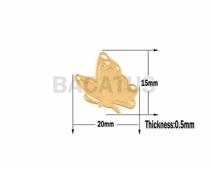 Filigree butterfly, butterfly connector, brass insect pendant, unique butterfly 1pcs
