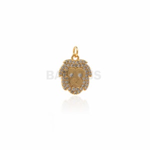 18K Gold Filled Lion Head Necklace, Lion Pendant, Lion Charm, Micropavé CZ Head Pendant, Wild Animal Charm, 17x11.5x2mm Gold