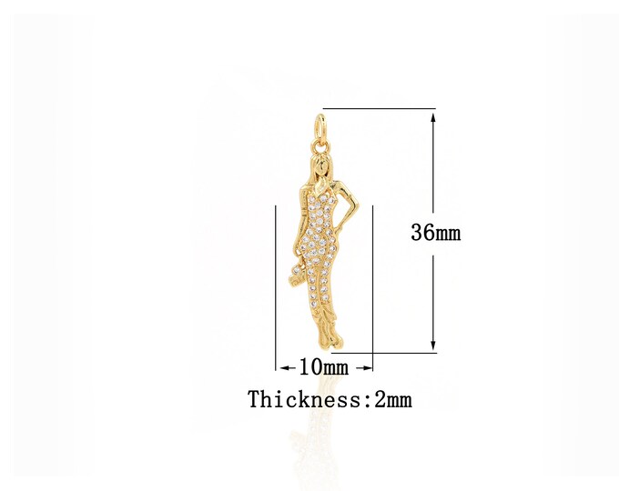 18K Gold Filled Model Pendant,Gold Dainty Model Charms,Model Charm Bracelet Necklace for DIY Jewelry Making Supply