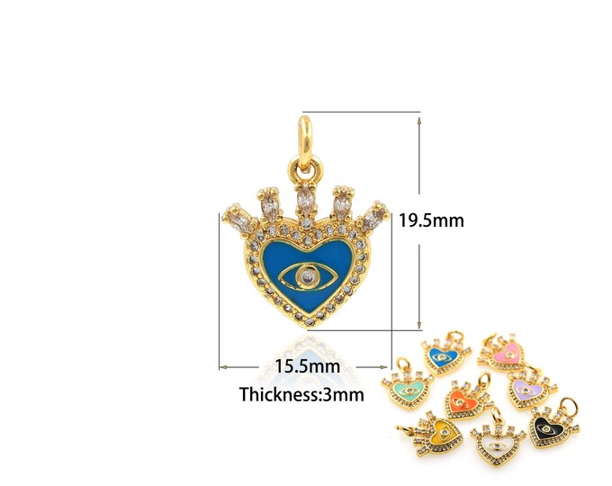 1PCS Heart Eye Pendant Multicolor Enamel Magic Eye Pendant Single Eye Pendant DIY Jewelry Making Accessories Eye charm 15.5x19.5x3mm