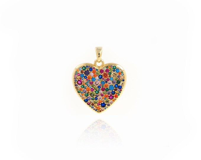 18K Gold Filled Heart Pendant,Gold Dainty Heart Charms,Simple pendant Bracelet Necklace for DIY Jewelry Making Supply,34x27x3.5mm
