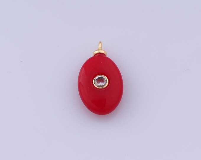 Energy Stone Pendant,18K Gold Filled Natural Stone Necklace,Red Jade Pendant, DIY jewelry Making Accessories,23x13x6.3mm