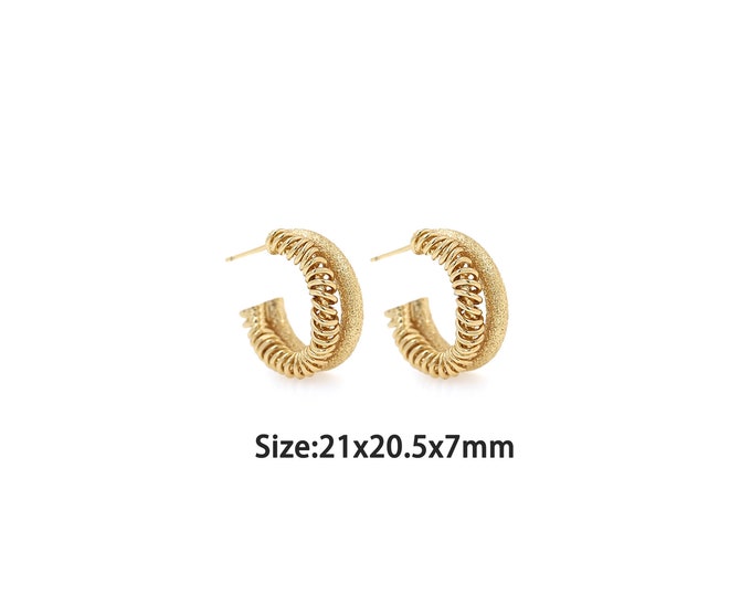 1 pair Gold Dainty C Stud Earring,18K Gold Filled Twisted Hoop Stud Earrings,Simple Stud Earrings,Gift for Her