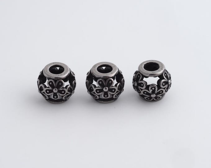 1 pcs Stainless Steel Retro Ball Spacer Beads,Silver Round Beads,Ball Beads DIY Bracelet Necklace Earrings Jewelry Making,10.3x9.2mm