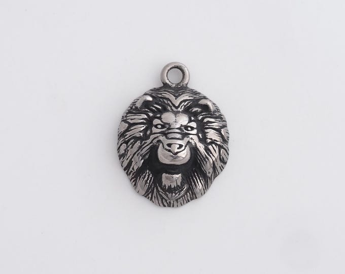Stainless Steel Retro Lion Pendant,Lion Charms,Animal Charm Bracelet Necklace for DIY Jewelry Making Supply,28x21.4x9.7mm
