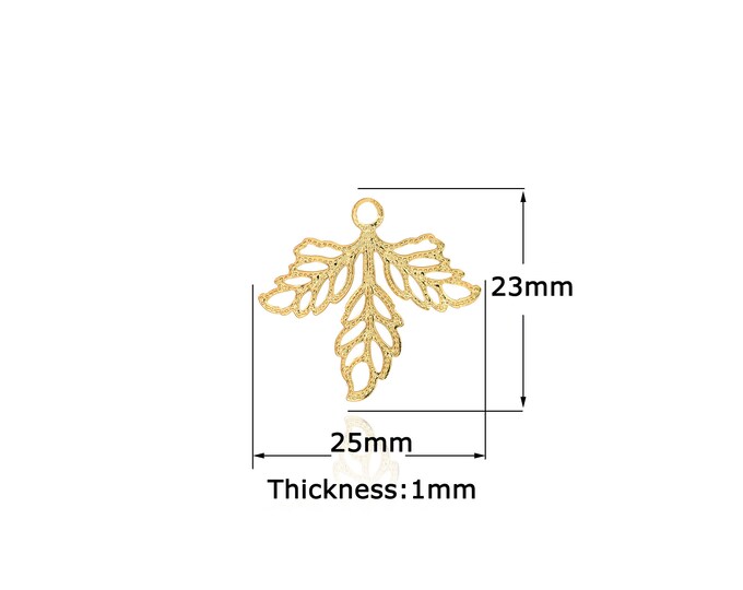 18K Gold Filled Leaves pendant,Gold Dainty Leaves Charms,Simple pendant Bracelet Necklace for DIY Jewelry Making Supply